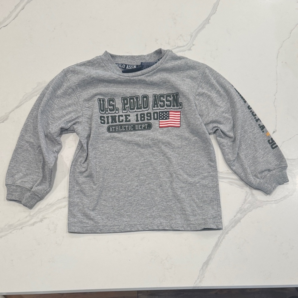 U.S. Polo Assn. Gray Kids Sweatshirt with Flag Detail